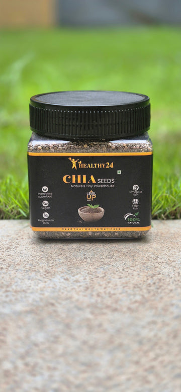 HEALTHY24 Raw Chia Seeds 250gm | Plant-Based Superfood for Energy & Wellness | Loaded With Omega 3, Zinc & Fiber | Rich In Protein | 100% Pure and Natural | Gluten-Free Healthy Snack | Ideal for Salads & Healthy Lifestyle | Powerhous Of Nutrition