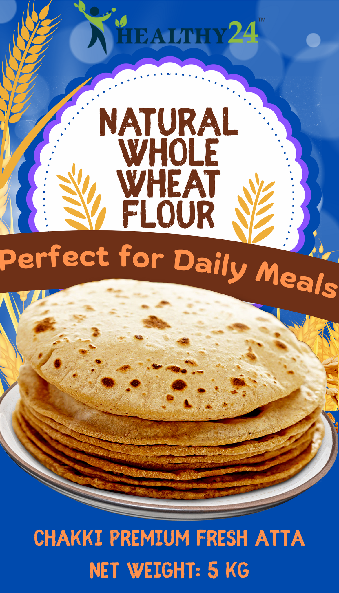 PREMIUM WHOLE WHEAT CHAKKI FRESH ATTA 5KG